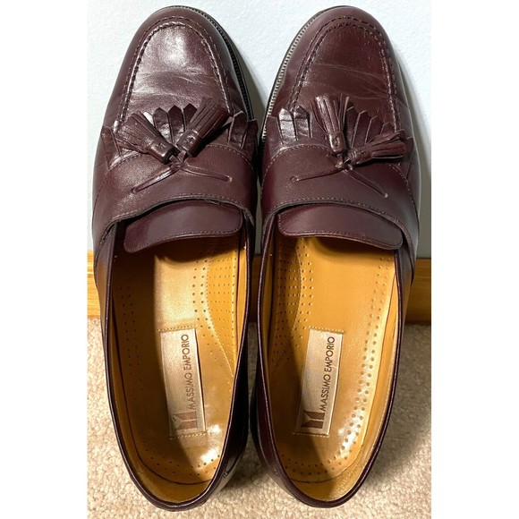 Massimo Emporio A422 Burgundy Kiltie Tassels Loafers Mens 10.5M Spain EUR 44